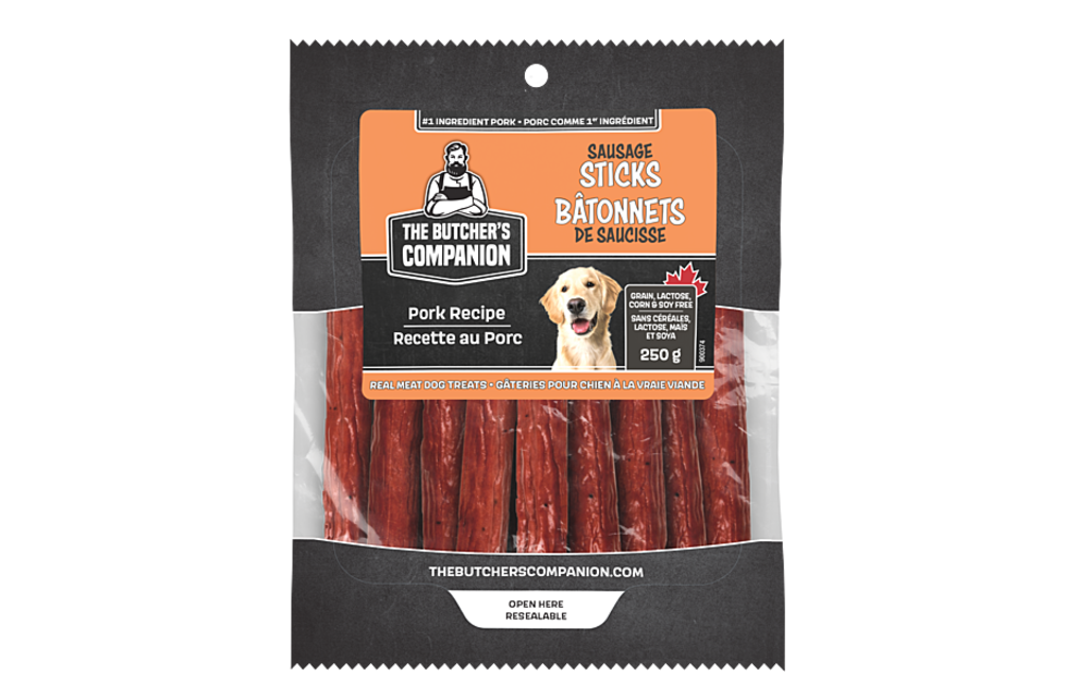 THE BUTCHER'S COMPANION SAUSAGE STICKS REAL MEAT DOG TREATS 200G