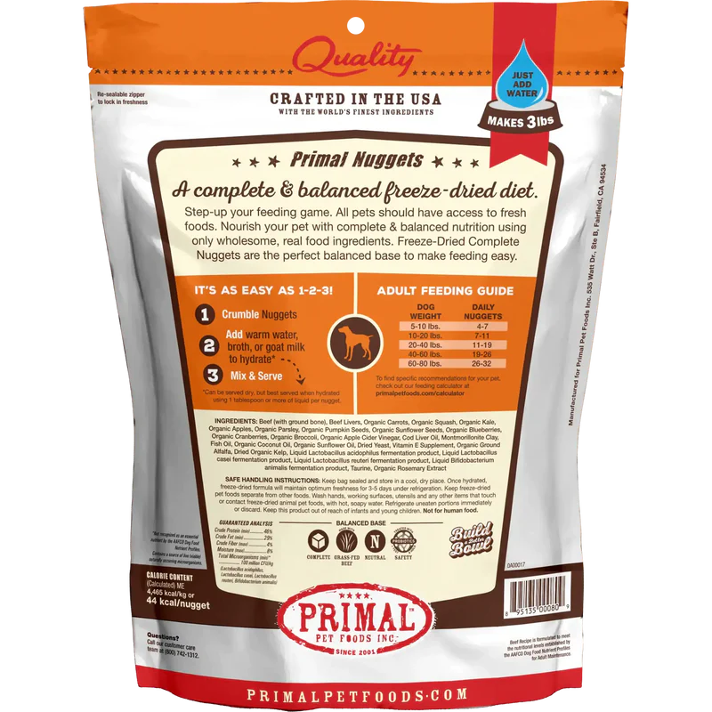 Primal Freeze Dried Beef Nuggets Dog