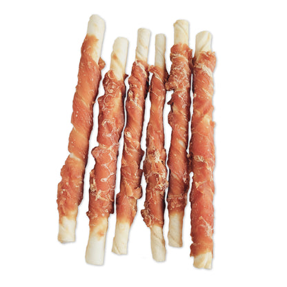 Dogit Snack Bar Rawhide - Chicken-Wrapped Twists - 6 pcs (10 cm/4 in)