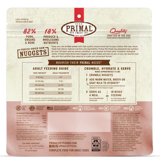Primal Freeze Dried Pork Nuggets Dog