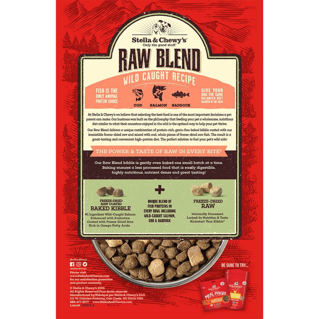 STELLA & CHEWY'S® WILD CAUGHT RECIPE RAW BLEND KIBBLE DRY DOG FOOD