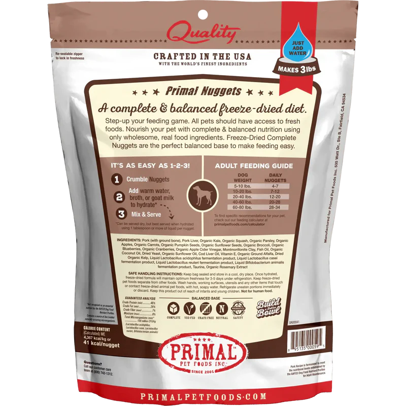 Primal Freeze Dried Pork Nuggets Dog