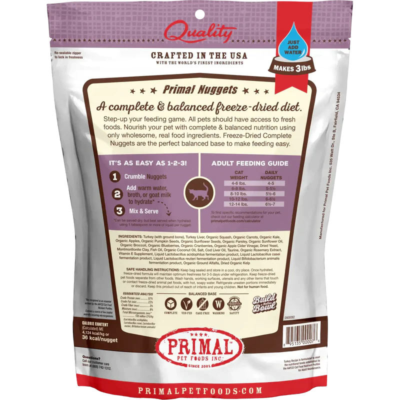 Primal Freeze Dried Turkey Nuggets Cat