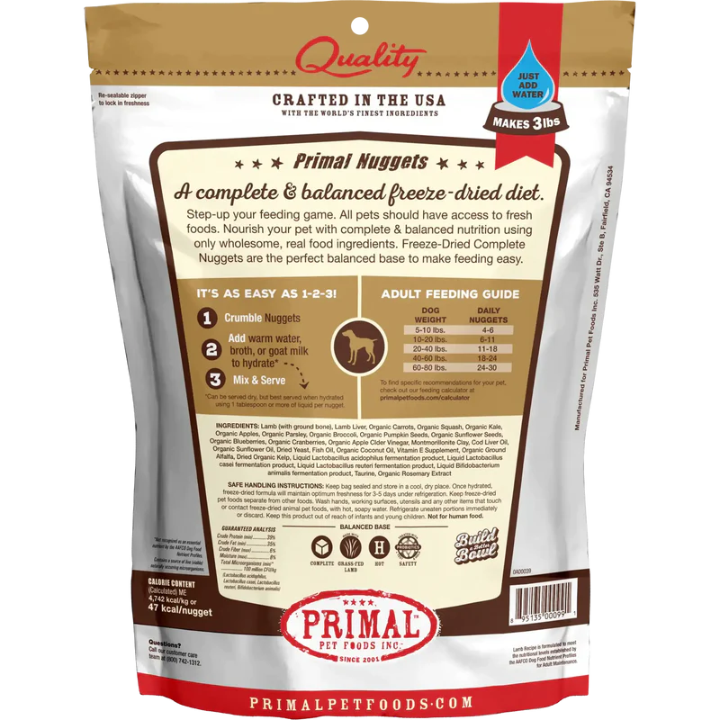 Primal Freeze Dried Lamb Nuggets Dog