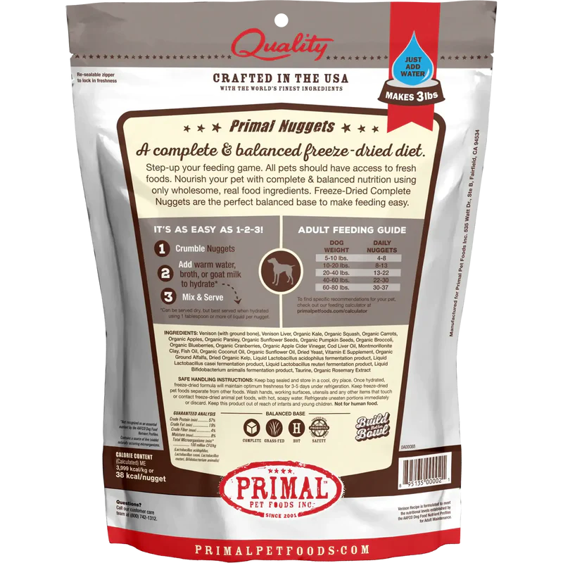 Primal Freeze Dried Venison Nuggets Dog