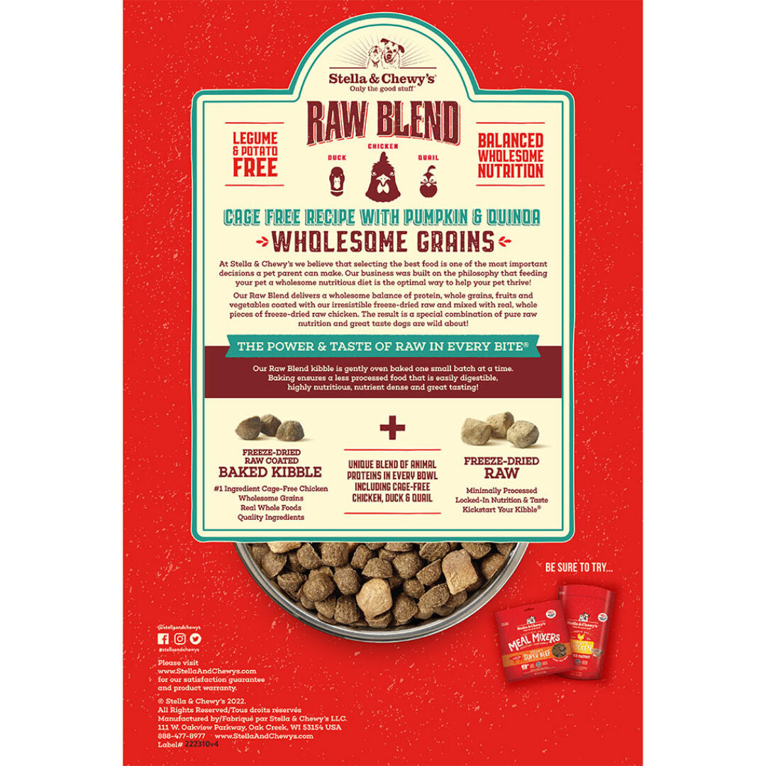 STELLA & CHEWY'S® CAGE-FREE RECIPE WITH PUMPKIN & QUINOA RAW BLEND BAKED KIBBLE WITH WHOLESOME GRAINS DRY DOG FOOD