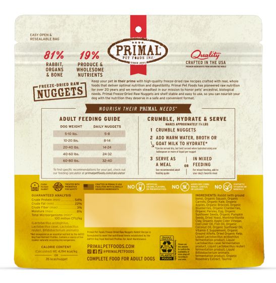 Primal Freeze Dried Rabbit Nuggets Dog