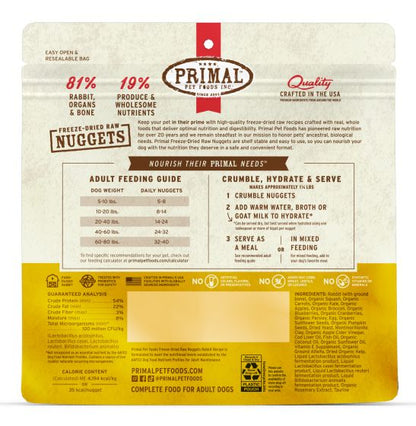 Primal Freeze Dried Rabbit Nuggets Dog