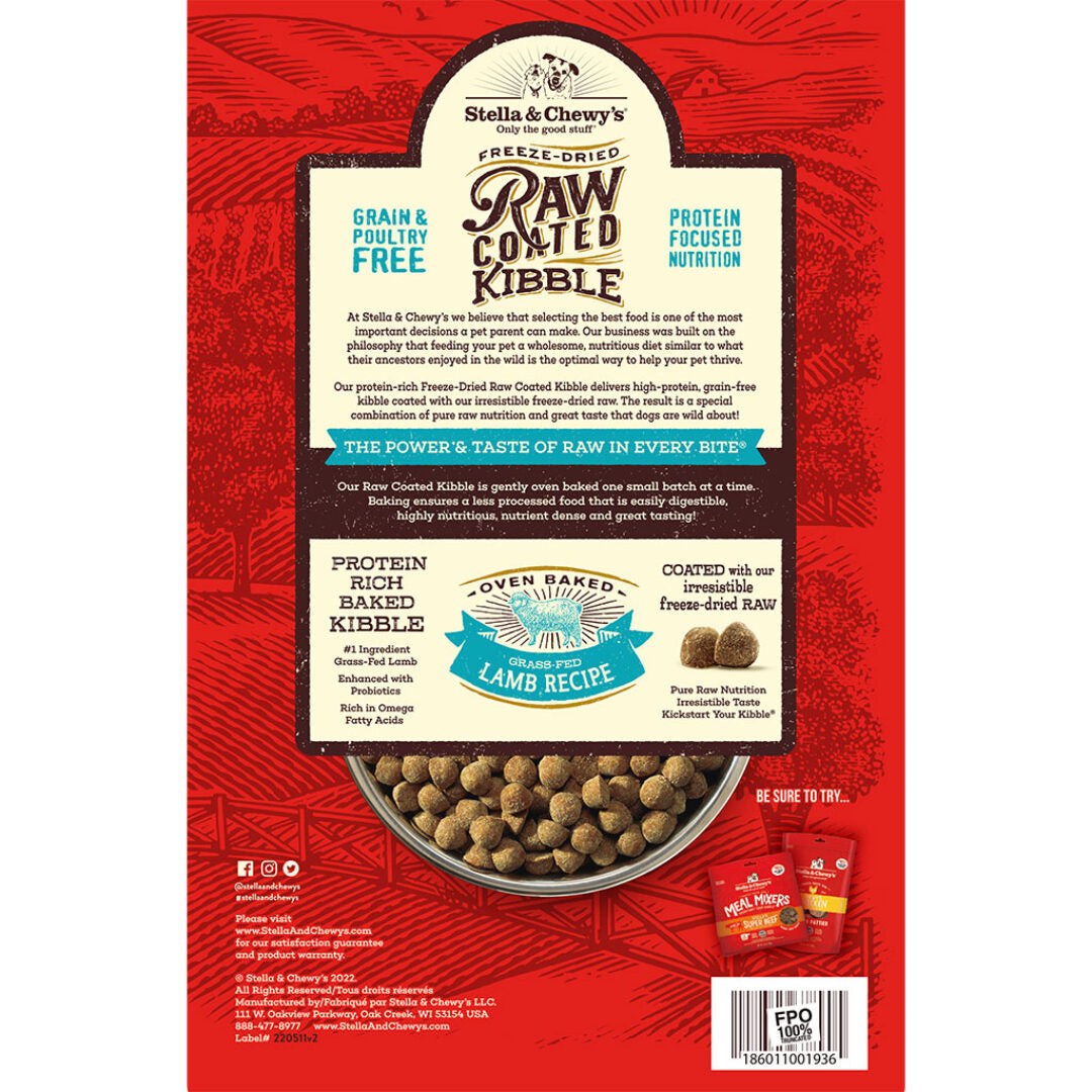 STELLA & CHEWY'S® GRASS-FED LAMB RAW COATED KIBBLE DRY DOG FOOD