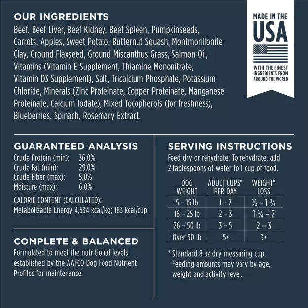 Instinct Freeze-Dried Raw Meals Grain-Free Dog Food Real Beef Recipe