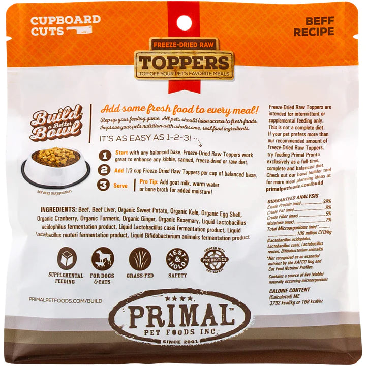 Primal Freeze Dried Beef Cupboard Cuts Topper Cat-Dog