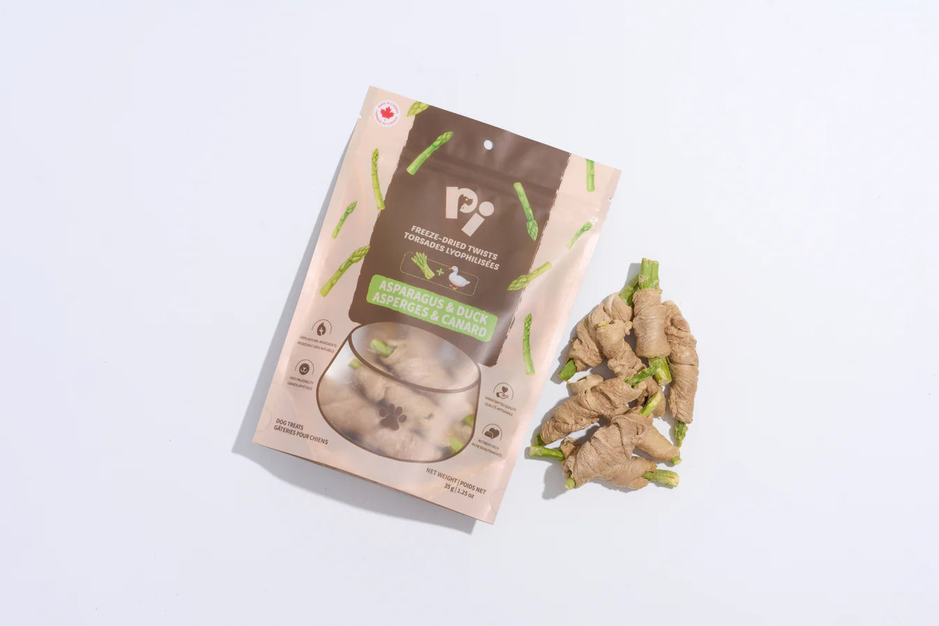 PiPet – Freeze-Dried Asparagus & Duck Twists – 35G
