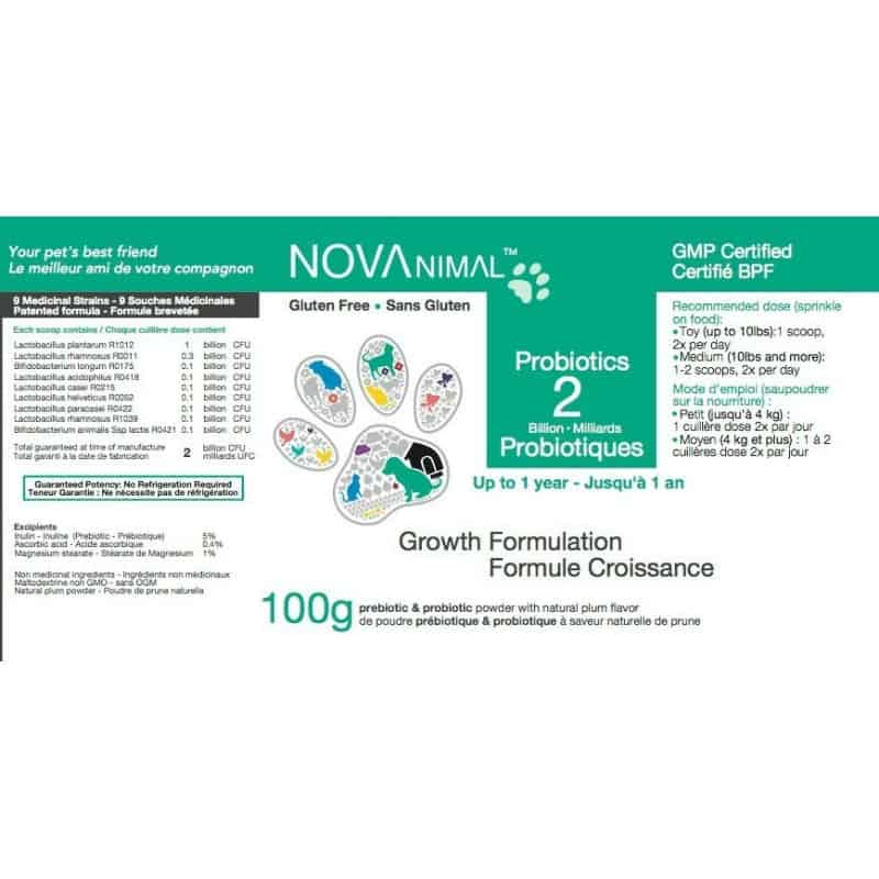 NOVAnimal Growth Formulation 0-1yr PROBIOTICS