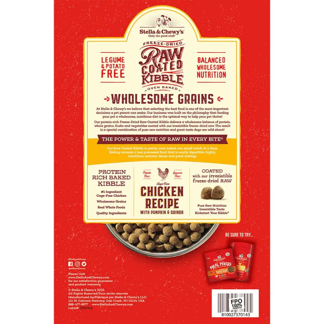 STELLA & CHEWY'S® GRASS-FED CHICKEN RECIPE WITH PUMPKIN & QUINOA RAW COATED KIBBLE WHOLESOME GRAINS DRY DOG FOOD