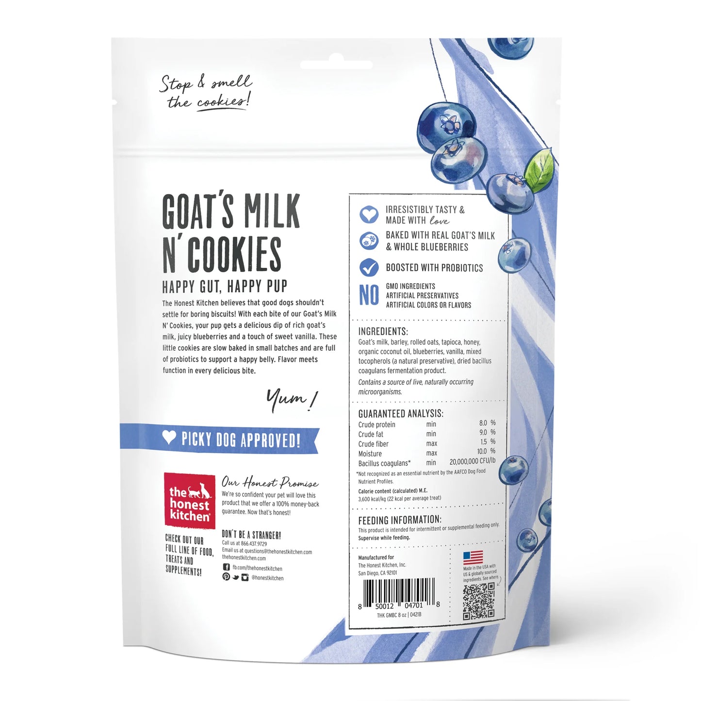 THE HONEST KITCHEN® GOAT'S MILK N' COOKIES BLUEBERRIES & VANILLA FOR DOGS 8 OZ