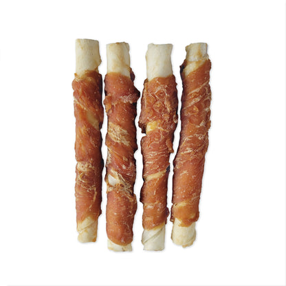 Dogit Snack Bar Rawhide - Chicken-Wrapped Twists - 4 pcs (12.7 cm/5 in)