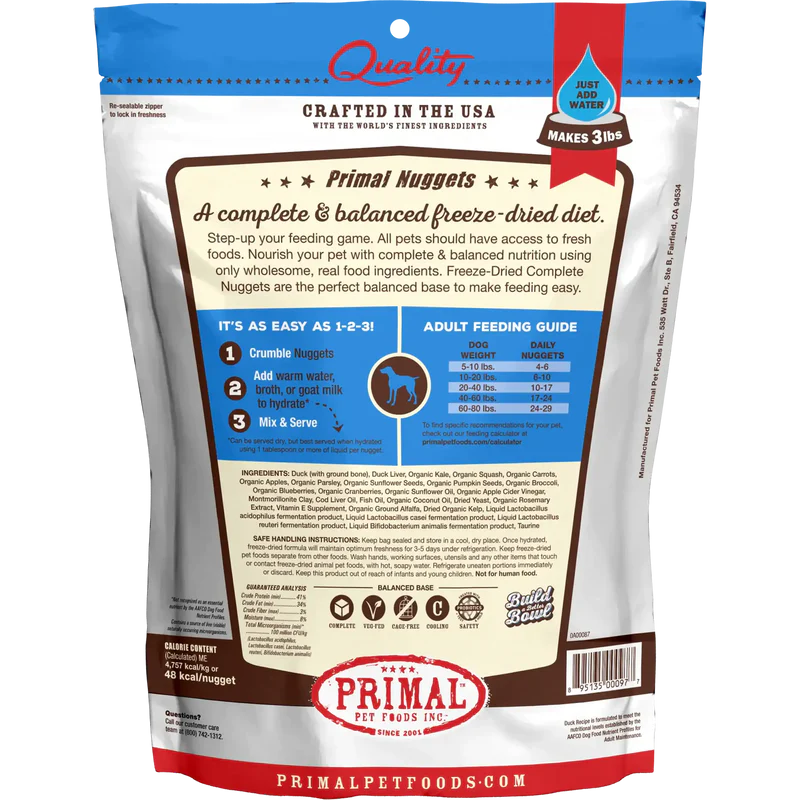 Primal Freeze Dried Duck Nuggets Dog