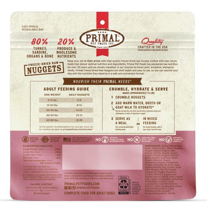 Primal Freeze Dried Turkey And Sardine Nuggets Dog