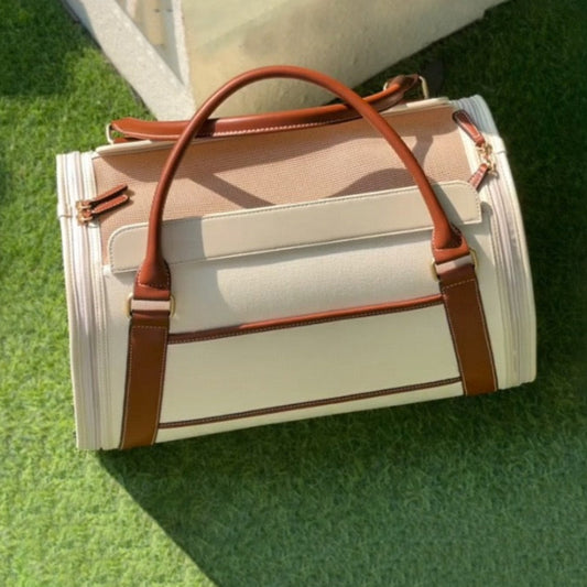 Luxe Leather & Canvas Pet Carrier
