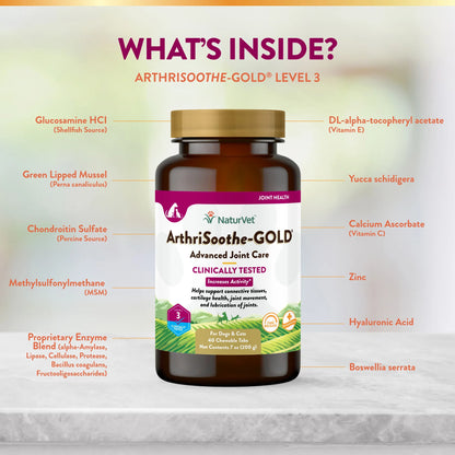 NATURVET® ARTHRISOOTHE-GOLD® ADVANCED CARE CHEWABLE TABLETS FOR CATS & DOGS