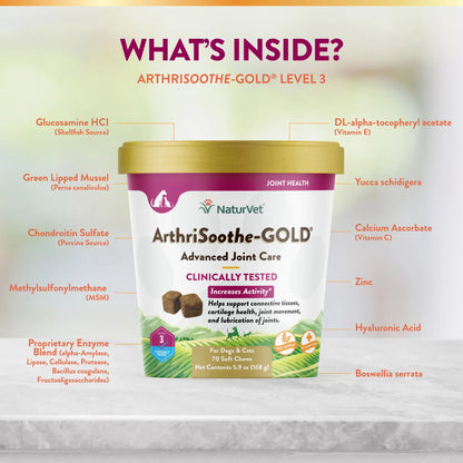 NATURVET® ARTHRISOOTHE-GOLD® ADVANCED CARE SOFT CHEWS FOR CATS & DOGS