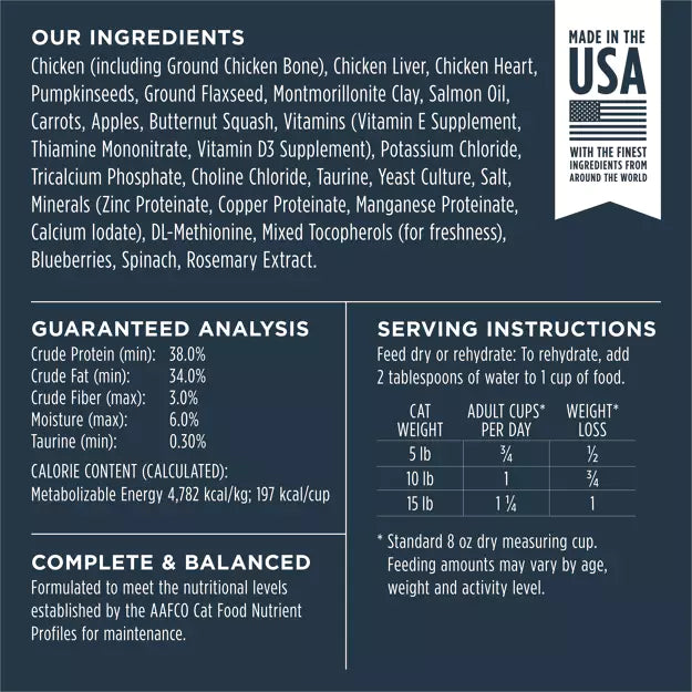 Instinct Freeze-Dried Raw Meals Grain-Free Cat Food Chicken Recipe 9.5oz