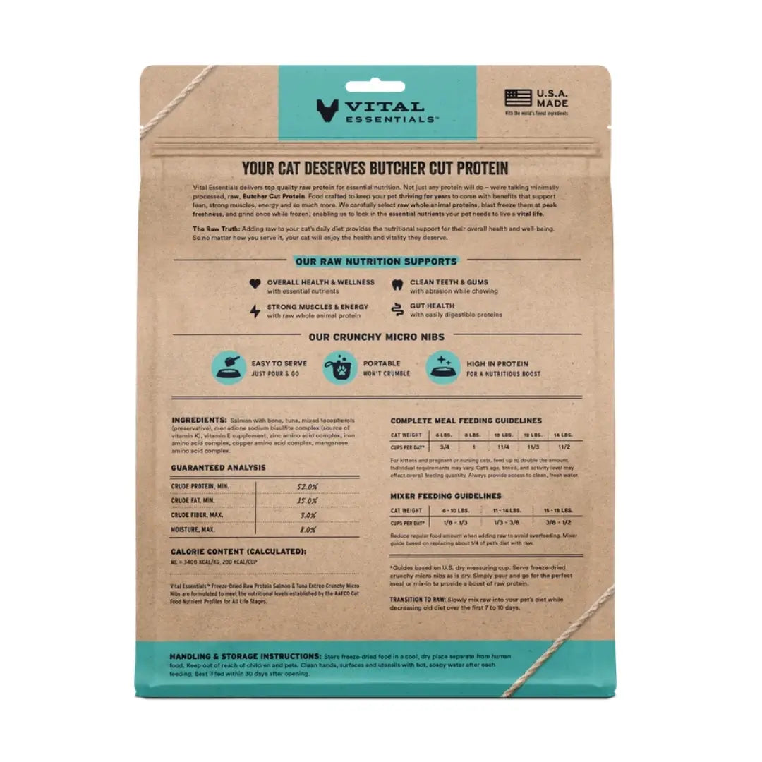 Vital Essentials Freeze-Dried Raw Micro Nibs Cat Food Salmon & Tuna