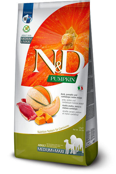 Farmina N&D Pumpkin Canine Duck, Cantaloupe & Pumpkin Med/Maxi-26.4lbs