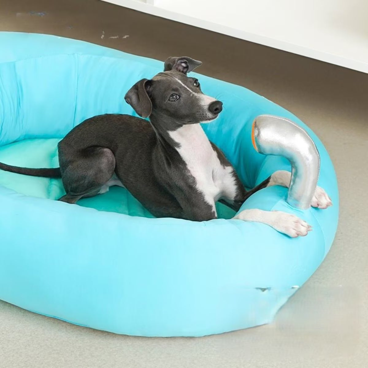 ZEZE Submarine Cool Sensation Bolster Dog Bed, Blue, Large