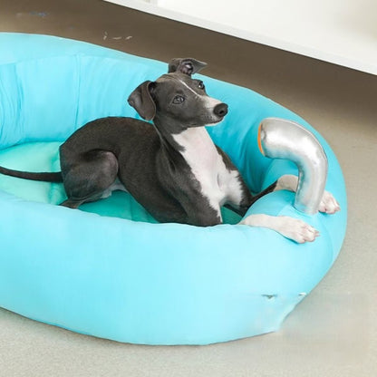 ZEZE Submarine Cool Sensation Bolster Dog Bed, Blue, Large