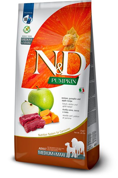 Farmina N&D Pumpkin Canine Venison, Apple & Pumpkin Med/Maxi-26.4lbs