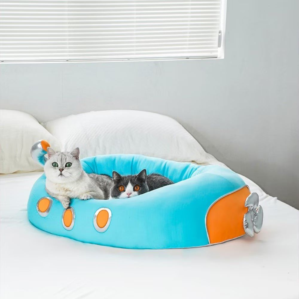 ZEZE Submarine Cool Sensation Bolster Dog Bed, Blue, Large