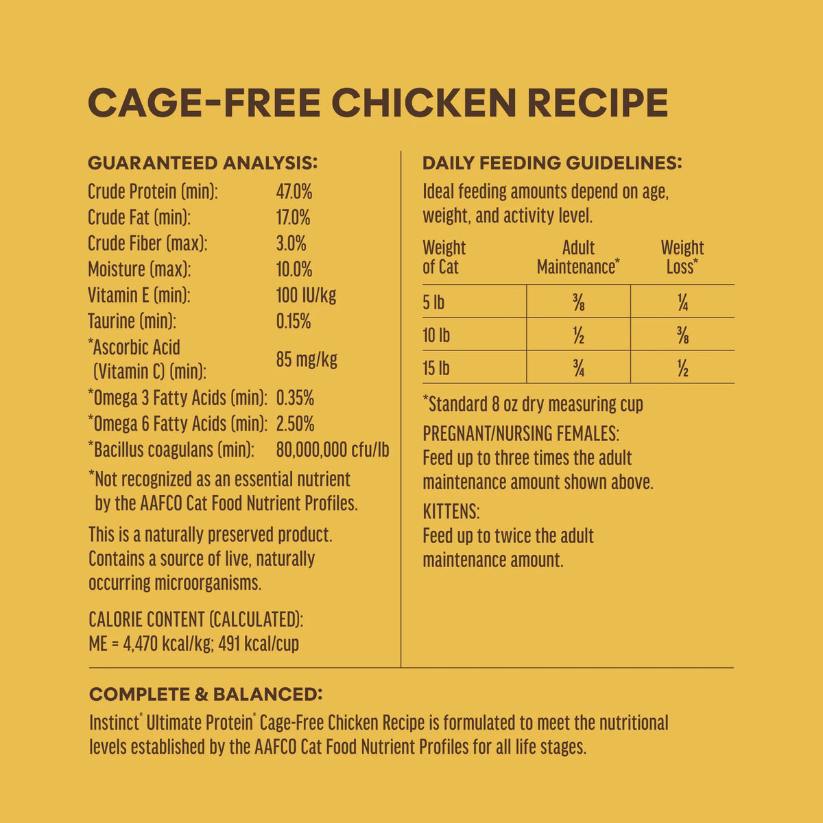 INSTINCT ULTIMATE PROTEIN CAGE-FREE CHICKEN RECIPE FOR CATS
