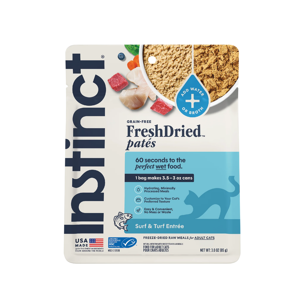 Instinct FreshDried Pates Cat Food Surf & Turf Entree 3oz