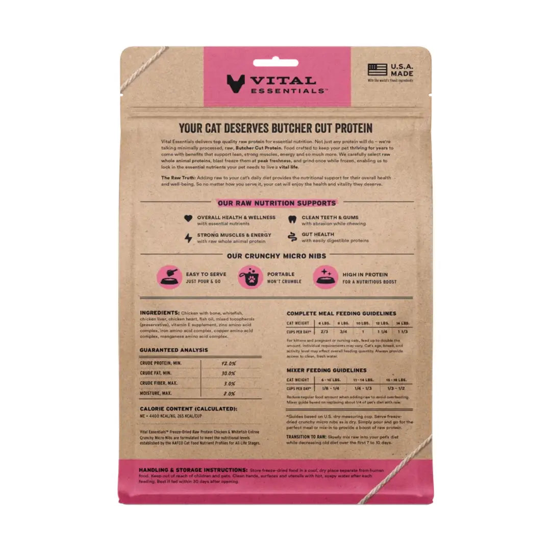 Vital Essentials Freeze-Dried Raw Micro Nibs Cat Food Chicken & Whitefish