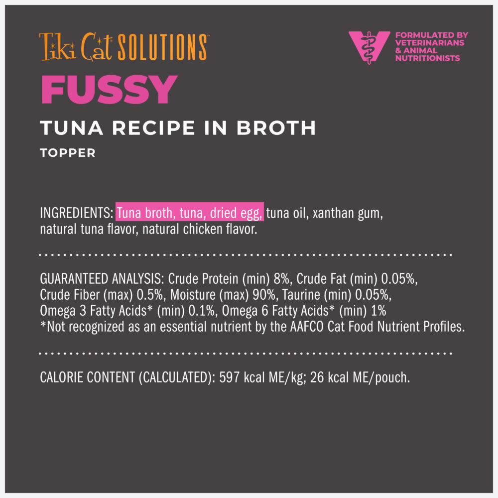 Tiki Cat® Solutions® Topper Fussy Tuna Recipe in Broth Wet Cat Food Topper 1.5oz *6