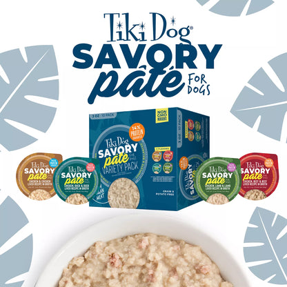 Tiki Dog Savory Paté Wet Dog Food - Variety Pack 10 Count