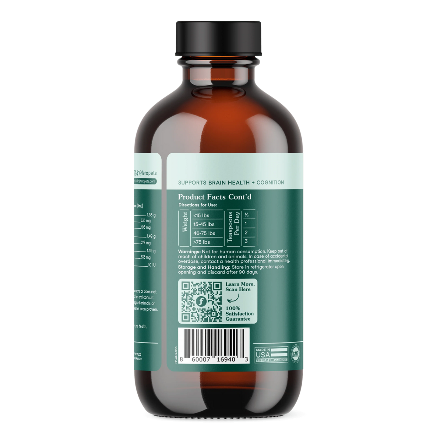 Fera Pets – Vegan Omega-3s Algae Oil for Dogs & Cats, Liquid – 8oz