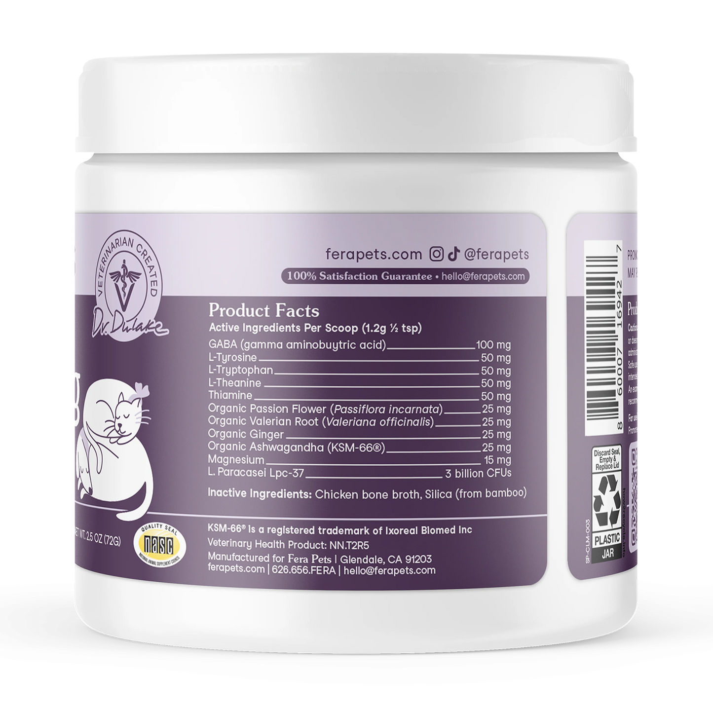 Fera Pets – Calming Support for Dogs & Cats, Powder – 60 Servings