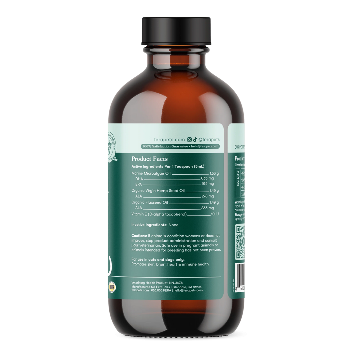 Fera Pets – Vegan Omega-3s Algae Oil for Dogs & Cats, Liquid – 8oz