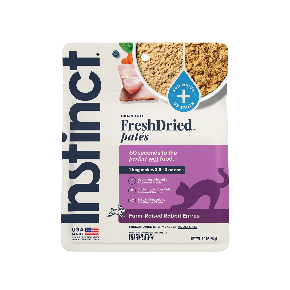 Instinct FreshDried Pates Cat Food Rabbit Entree 3oz