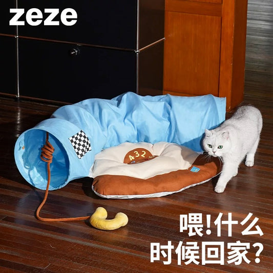 ZEZE Retro Phone Tunnel Cat Bed & Toy