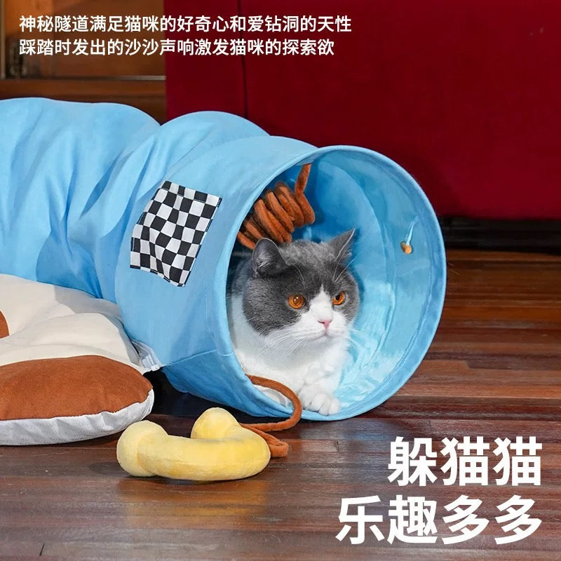 ZEZE Retro Phone Tunnel Cat Bed & Toy