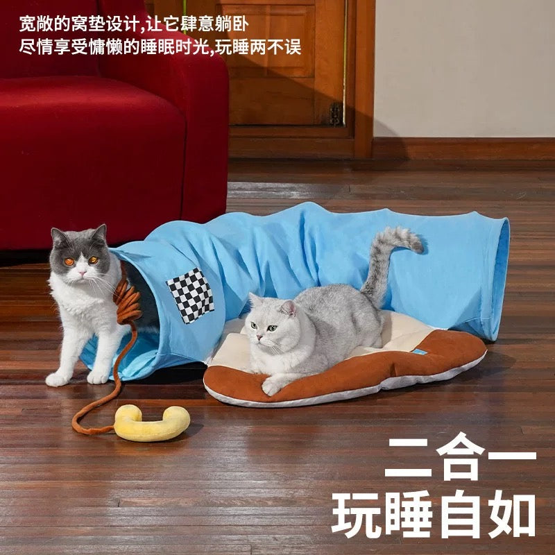 ZEZE Retro Phone Tunnel Cat Bed & Toy
