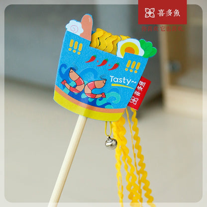 Instant Noodles Cat Teaser Wand – Interactive Toy with Bell