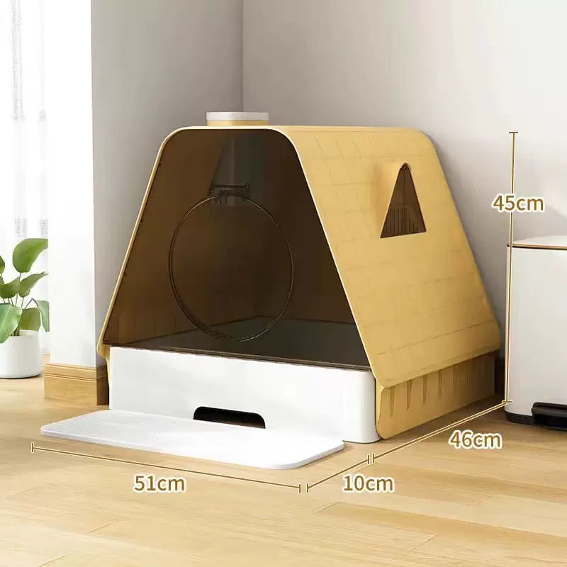 Triangular Enclosed Cat Litter Box – Extra Large, Anti-Odor, Easy Clean