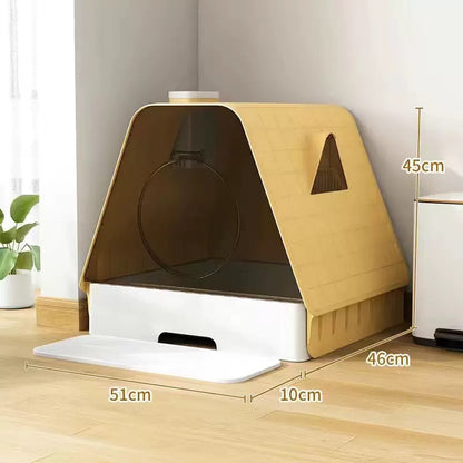 Triangular Enclosed Cat Litter Box – Extra Large, Anti-Odor, Easy Clean