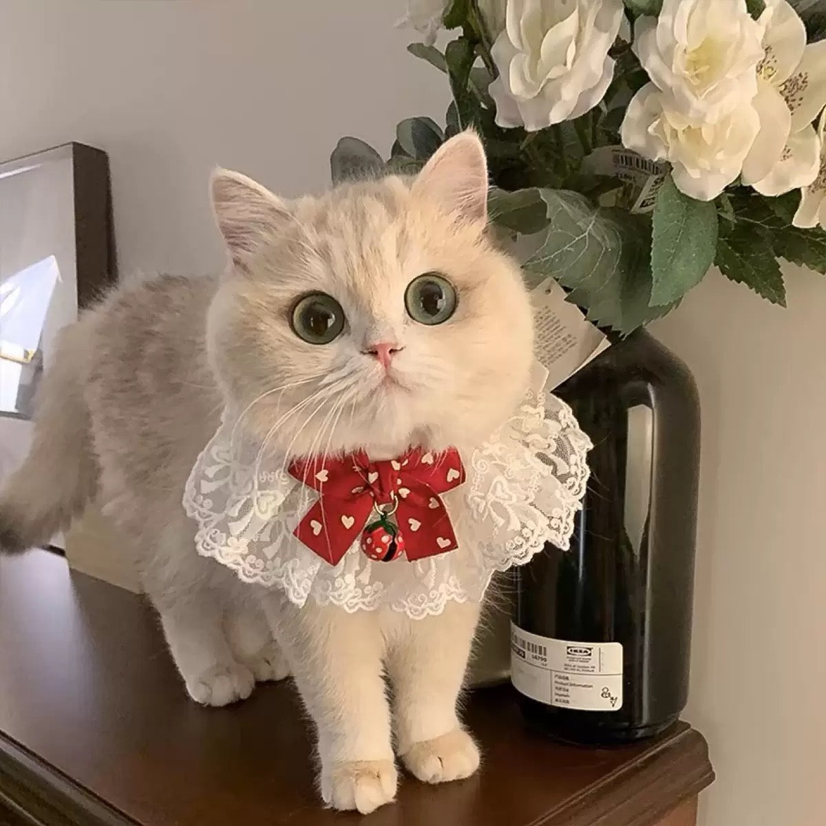 Valentine Charm Pet Collar - Red Heart Bow