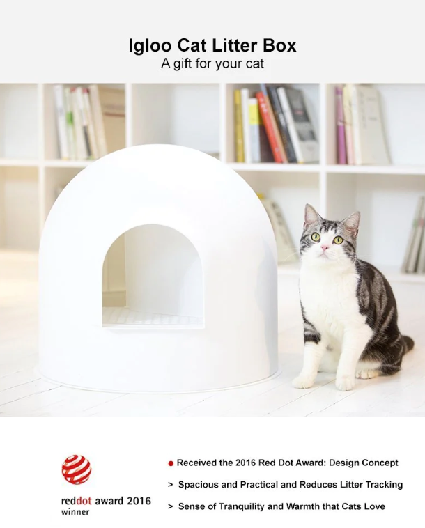 pidan "Igloo" Cat Litter Box include litter scoop - White