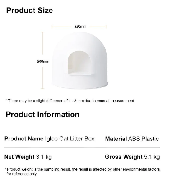 pidan "Igloo" Cat Litter Box include litter scoop - White